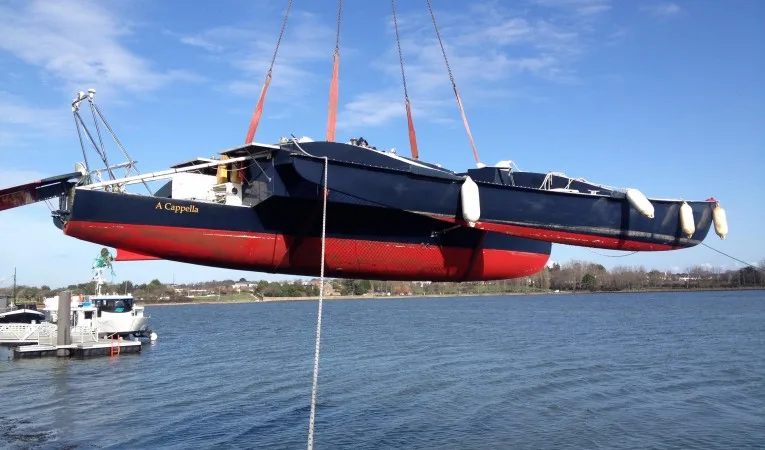39 Custom Arrival at La Trinite s/m in 2014.