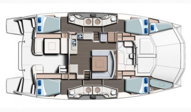 51 Leopard Manufacturer Provided Image: Leopard 51 PC Main Deck 4 Cabin Layout Plan