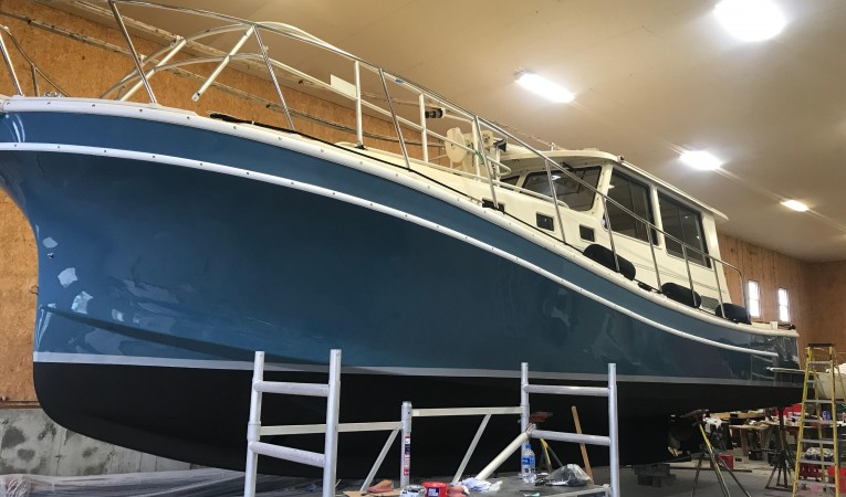 42 Fox Island newly Awlgripped hull-2018