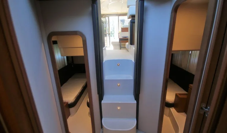 47 Ferretti Yachts looking aft into guest cabins