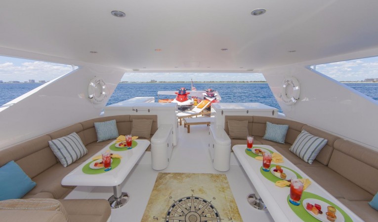 97 Hargrave Flybridge Port and Starboard Settee Looking Aft