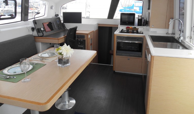 45 Outremer Salon / Galley View to Starboard
