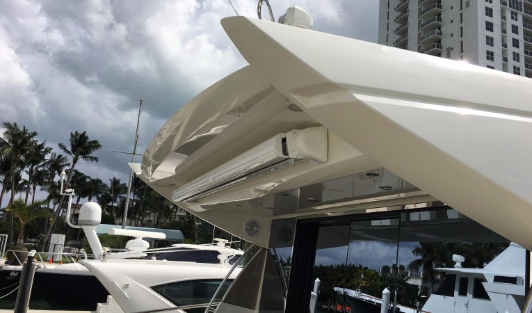 50 Prestige Aft deck sun awning stowed away