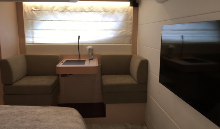 50 Prestige Port settee Master Cabin