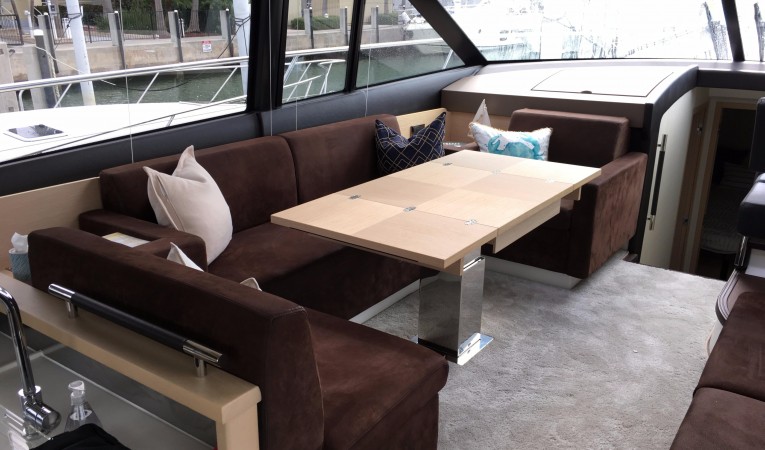 50 Prestige Port side dining table in open position