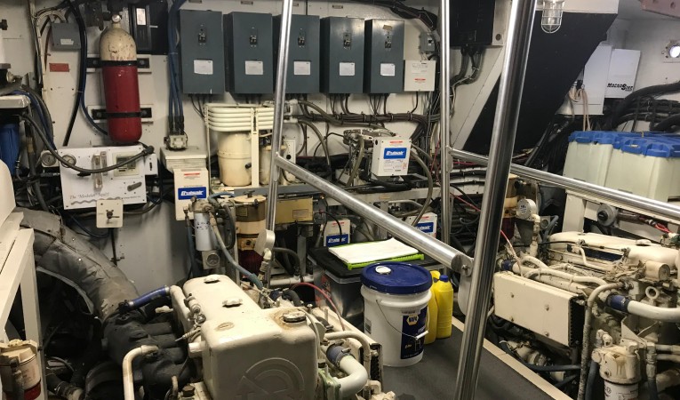 58 Hatteras Engine Room