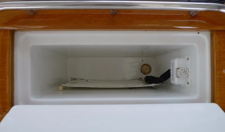 57 Beneteau Refrigerator in cockpit table