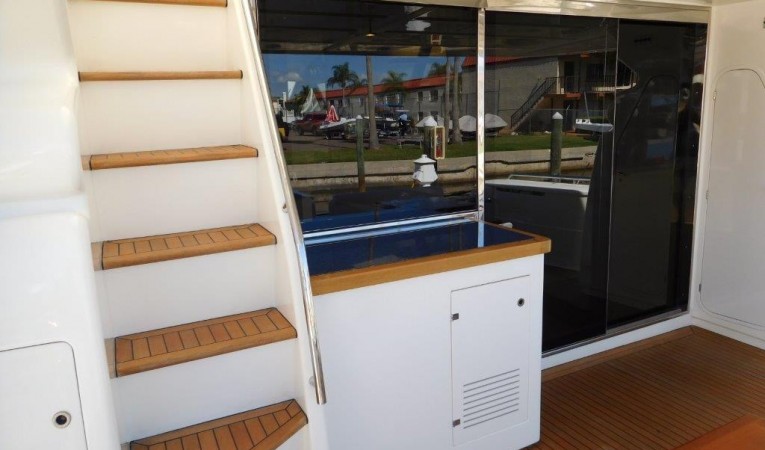 63 Ferretti Yachts Aft Deck - Stairs to Flybridge