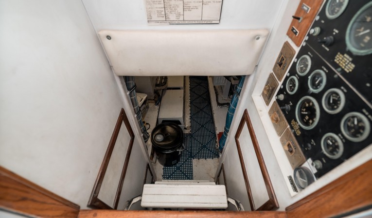 52 Hatteras Entrance to Engine Room