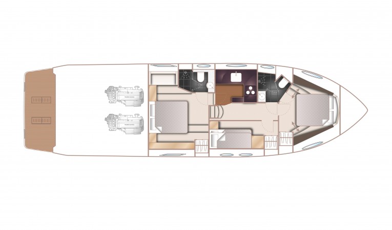 52 Princess Manufacturer Provided Image: Princess V52 Lower Deck Layout Plan