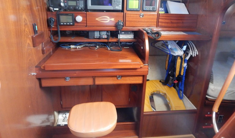 53 Amel Nav Station - hanging wet locker