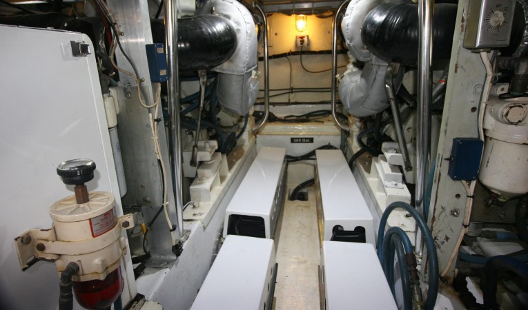 52 Hatteras Engine Room Forward