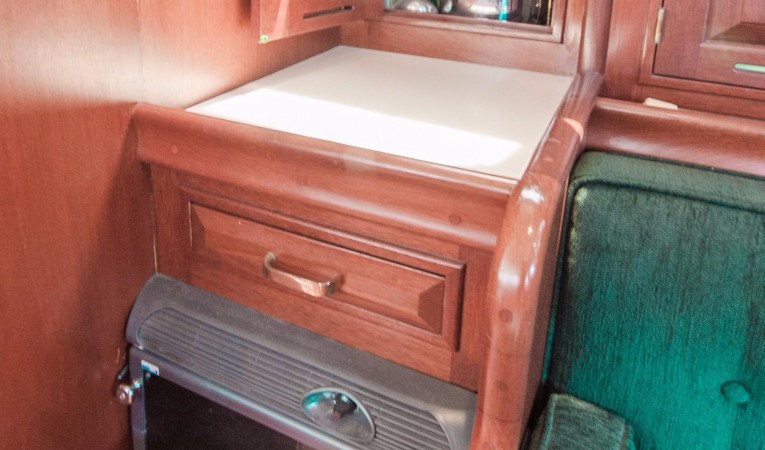 42 Westsail Salon 12V refer & Bar Storage
