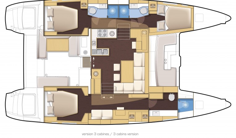 45 Lagoon Manufacturer Provided Image: Lagoon 450 3 Cabin Layout Plan