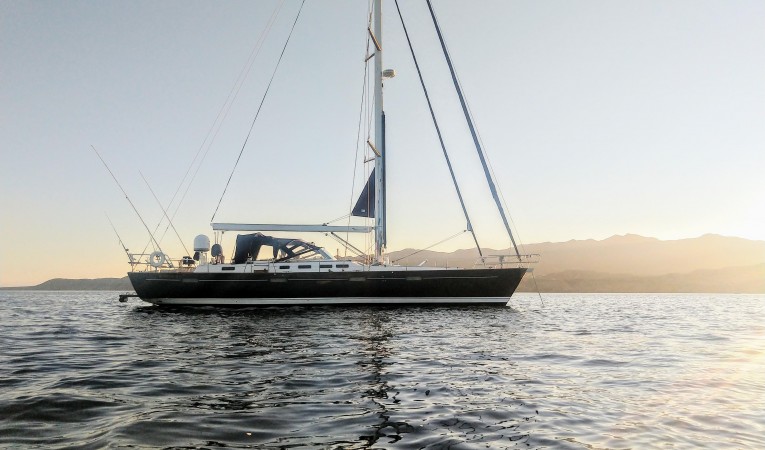 57 Beneteau At Anchor Starboard Side