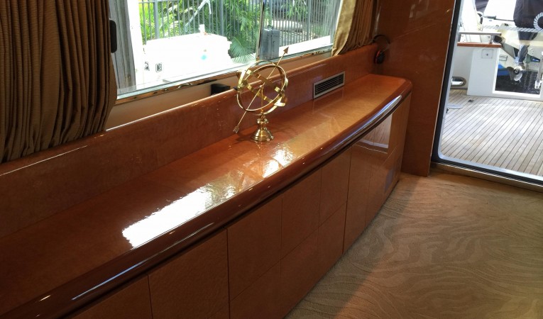 70 Maiora Starboard side woodwork