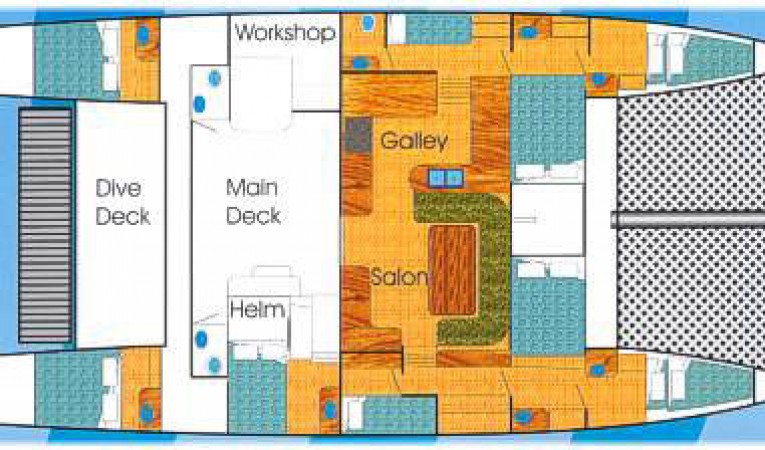 65 Woodwind Kurt Hughes Custom Catamaran Layout