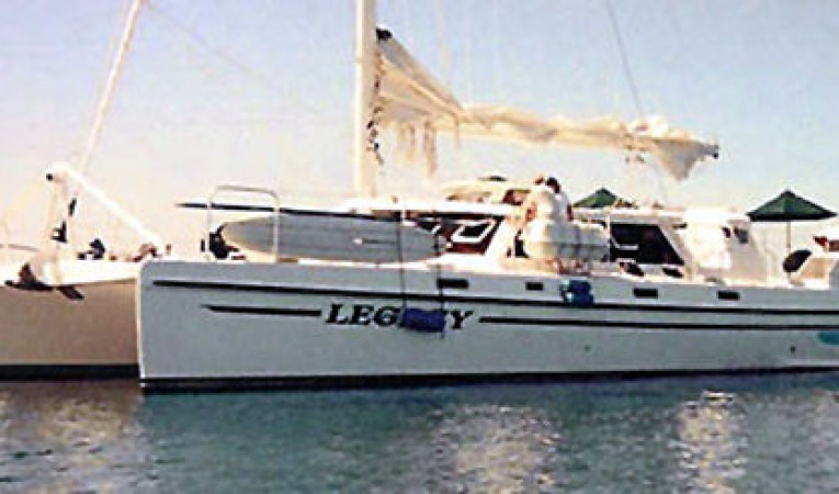 65 Woodwind Kurt Hughes Custom Catamaran Under Power