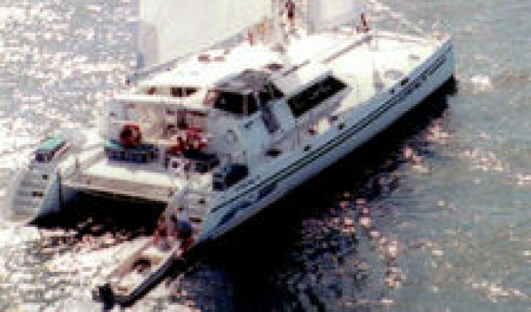 65 Woodwind Kurt Hughes Custom Catamaran Sailing