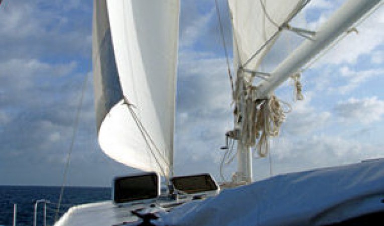 65 Woodwind Kurt Hughes Custom Catamaran Sailing