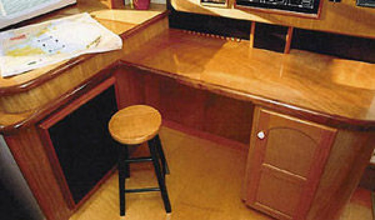 65 Woodwind Kurt Hughes Custom Catamaran Nav Station