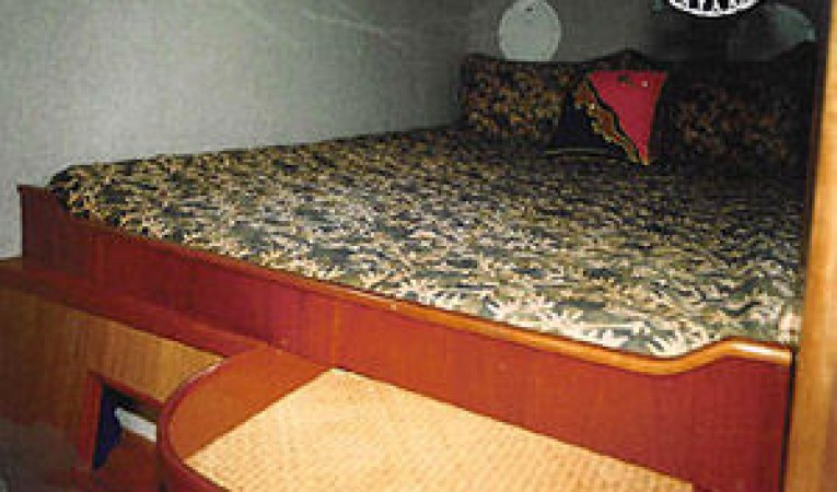 65 Woodwind Kurt Hughes Custom Catamaran Cabin 2