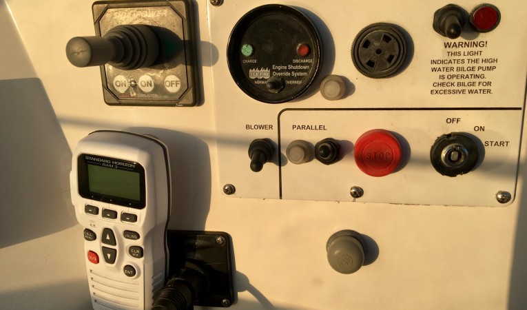 49 Hunter Remote VHF, Thruster Control, Engine Panel