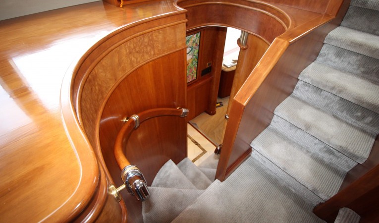 103 Westport Pilothouse Stairway -  Up to Flybridge, Down to Starboard Main Deck Companionway