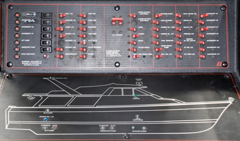 45 Bayliner DC Switch Panel in Pilothouse