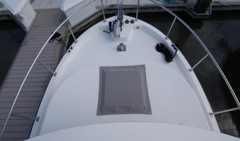 32 Nordic Tugs bow from hardtop