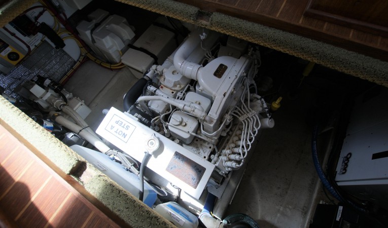 32 Nordic Tugs engine room access under pilothouse