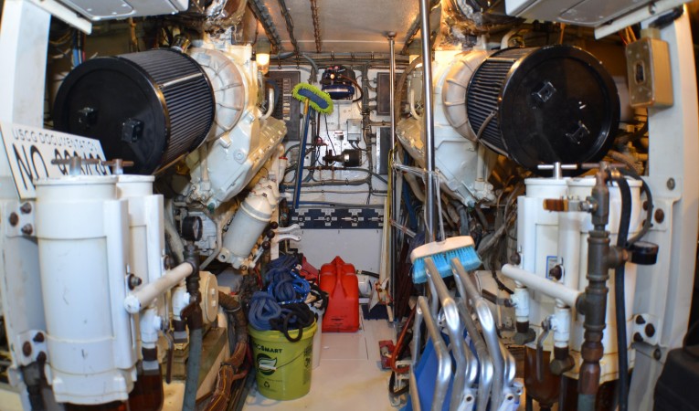 65 Hatteras Engine Room