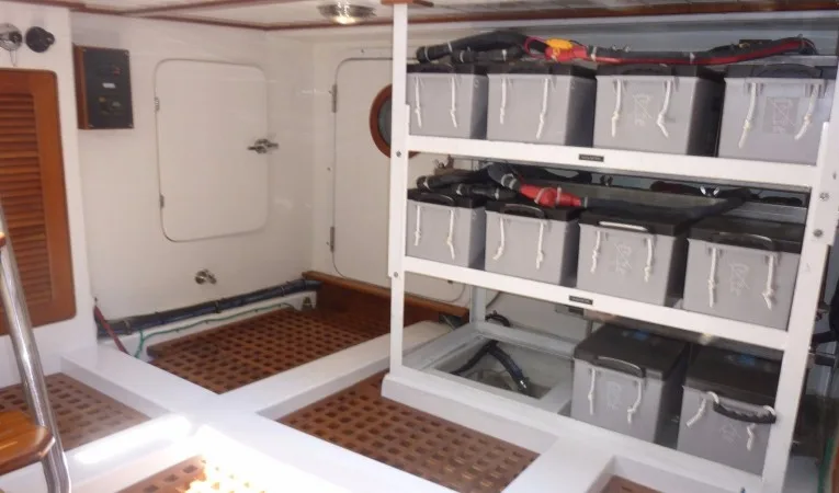 55 Selene Battery bank in lazarette