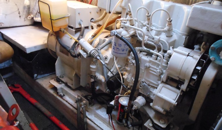 57 Wellington 12KW Northern Lights generator to port