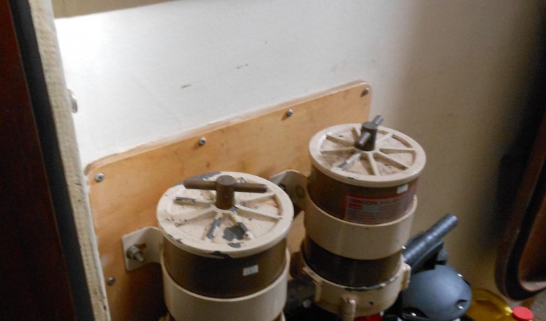 57 Wellington Dual Racor fuel filters outside ER