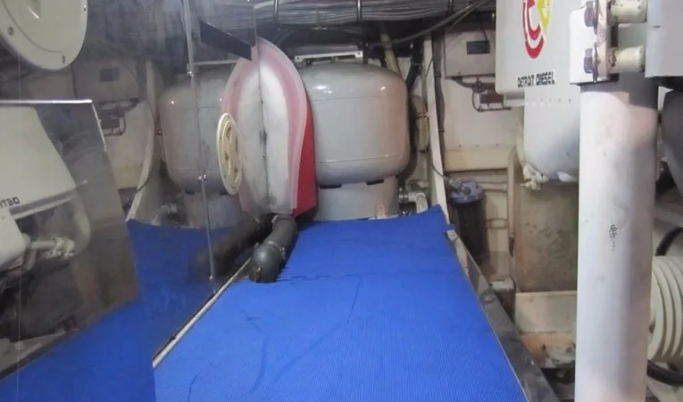 60 Bertram Engine Room Forward Starboard