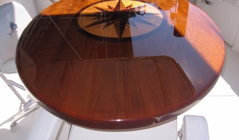 60 Bertram Custom Cockpit Teak Table