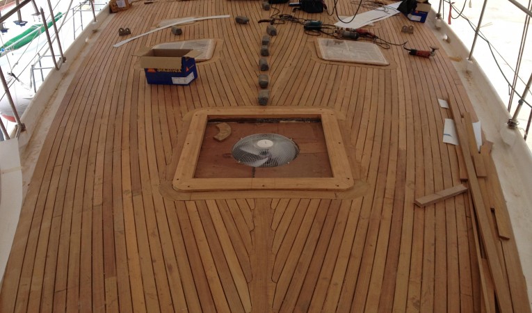 64 Custom Schooner Epoxy Glued Teak Decks