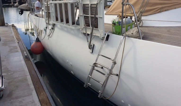 64 Custom Schooner Dinghy Boarding Platform Stored