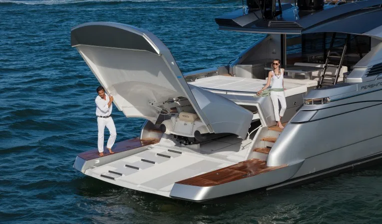 82 Pershing Manufacturer Provided Image: Pershing 82 Tender Garage