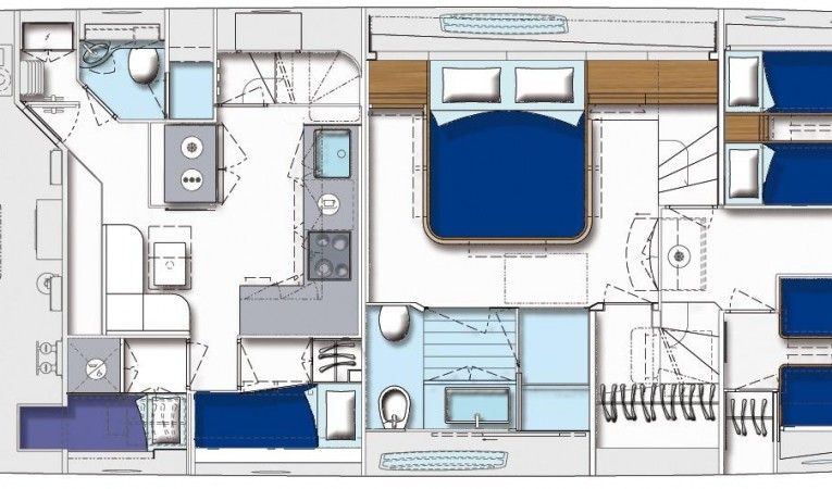 82 Pershing Manufacturer Provided Image: Pershing 82 Lower Deck Layout Plan