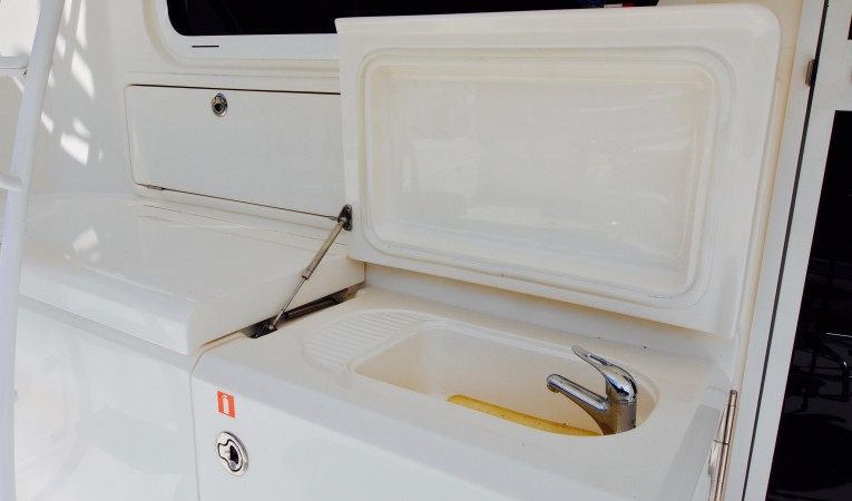 51 Riviera Cockpit Sink and Engine Room Door