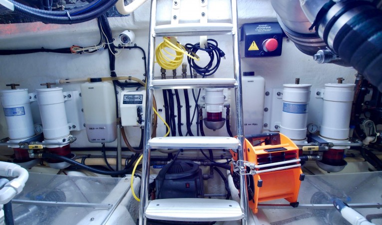 51 Riviera Steps into Engine Room