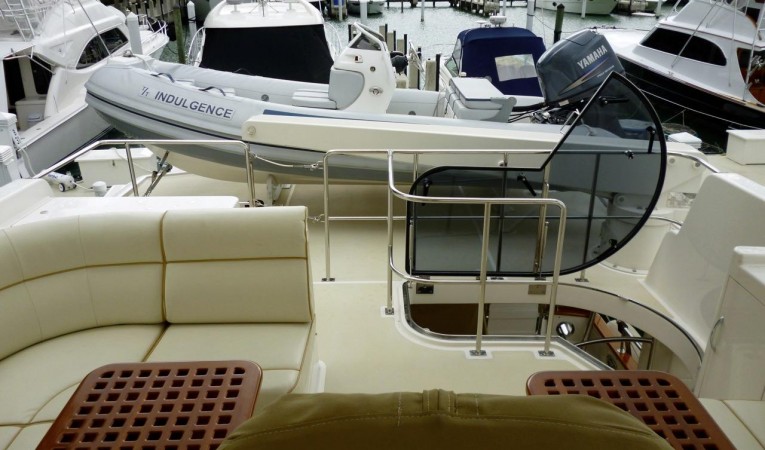 59 Grand Banks Flybridge looking aft - tender & davit