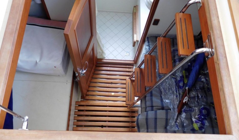 59 Grand Banks Crew Quarters Access from Aft Deck