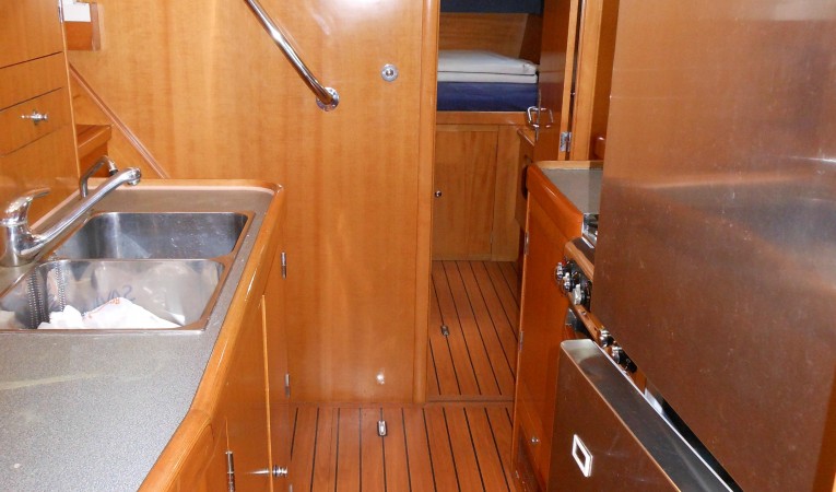 47 Lagoon galley looking aft