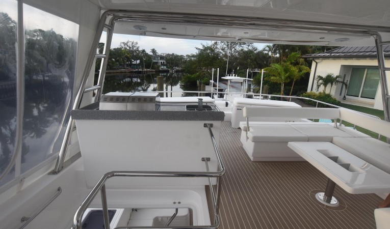 51 Leopard Looking aft on the Flybridge