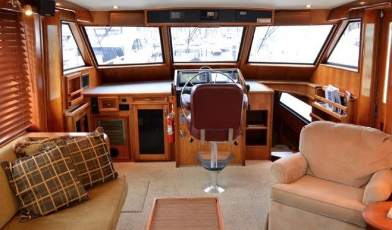 58 Hatteras Salon- Looking forward to helm