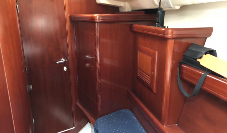 42 Beneteau America Stateroom with door to main cabin closed