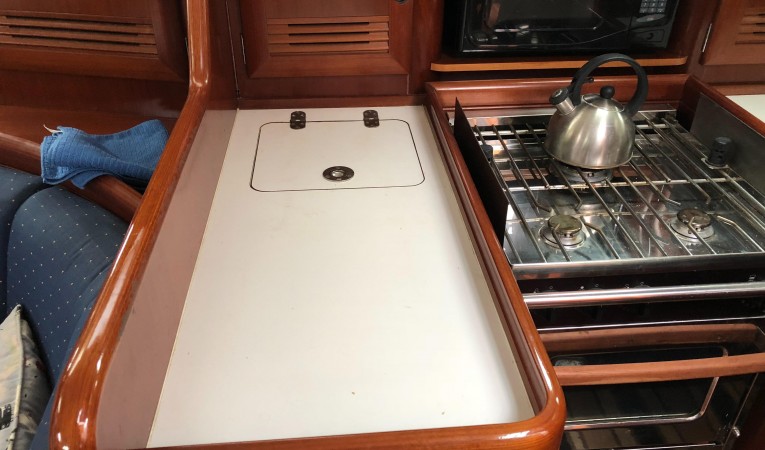 42 Beneteau America Galley counter space, 3 burner stove with oven